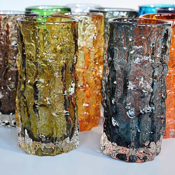 Collection of Twelve Textured 'Cylindrical Bark' Vases