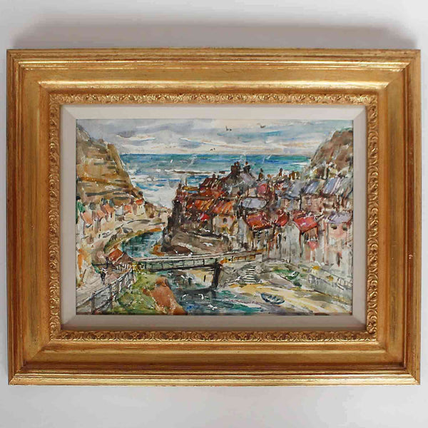Rowland Henry Hill Staithes watercolour painting dated 1943