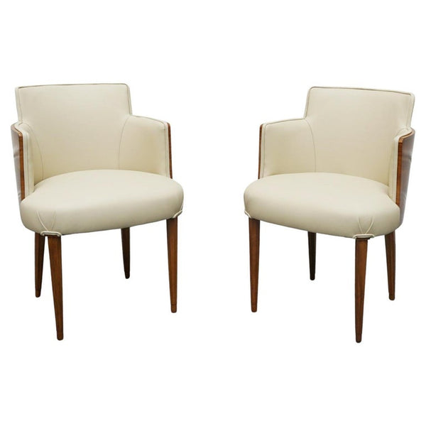 Art Deco Pair of Hille Side Chairs Burr Walnut English Art Deco- Jeroen Markies Art Deco