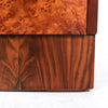 Art Deco, burr walnut chest of drawers. Original wooden handles. H.G Furniture sticker at Jeroen Markies.