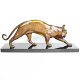 Tigre se Léchant la Latte - G Lavroff - Art deco bronze sculpture