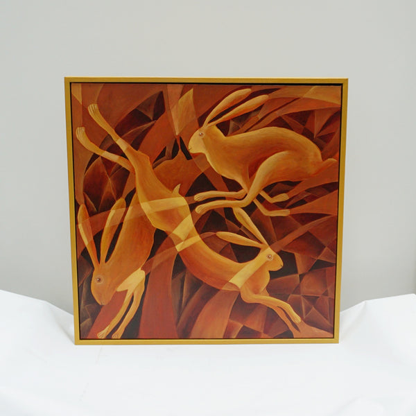 'Golden Hares' Contemporary Oil on Canvas Painting by Vera Jefferson - Jeroen Markies Art Deco