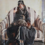 K Meyer Lady in Fur a 1920s Art Deco watercolour at Jeroen Markies