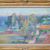 Art Deco landscape painting of St Tropez by Leon Detroy