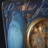 Art Deco Rene Lalique Inseparables clock with hand painted face at Jeroen Markies