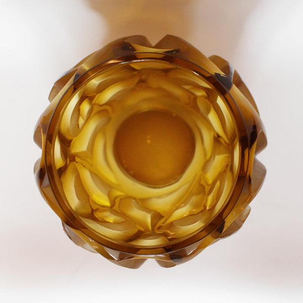 Rene Lalique Art Deco Tourbillons vase in amber glass at Jeroen Markies