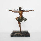 Pierre le Faguays Bacchante Dancer of Thyrsus Art deco sculpture