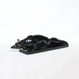 Charles LeManceau Art Deco black glazed ceramic fox at Jeroen Markies