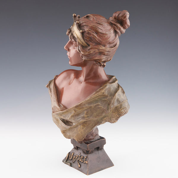 Emmanuel Villanis 'Lucrece' Bronze Bust 37cm high Original Art Nouveau Sculpture - Jeroen Markies Art Deco