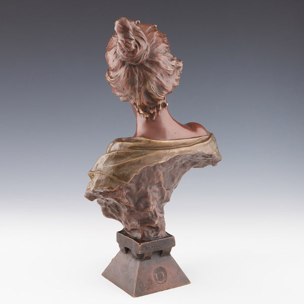Emmanuel Villanis 'Lucrece' Bronze Bust 37cm high Original Art Nouveau Sculpture - Jeroen Markies Art Deco