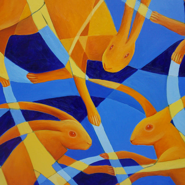 'March Hares' a Contemporary Oil on Canvas Painting by Vera Jefferson - Jeroen Markies Art Deco