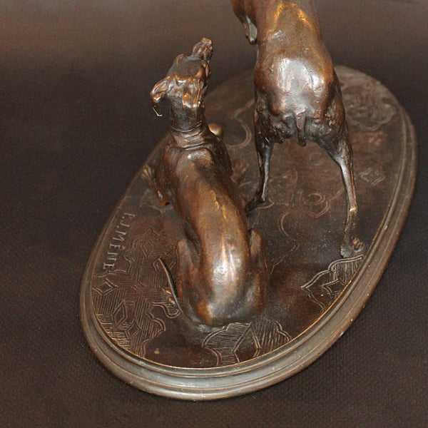 Pierre-Jules Mene Jiji and Giselle bronze dogs circa 1860