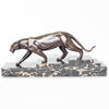 An Art Deco, patinated bronze study of a prowling panther, set over an integral marble base. Signed H Molins to marble and cast and stamped with foundry mark to cast at Jeroen Markies