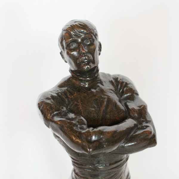 Paul Moreau-Vauthier Bronze Art Deco athlete standing with arms crossed at Jeroen Markies