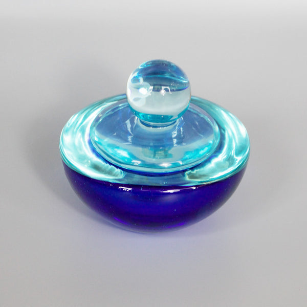 Blue Glass Dish & Cover