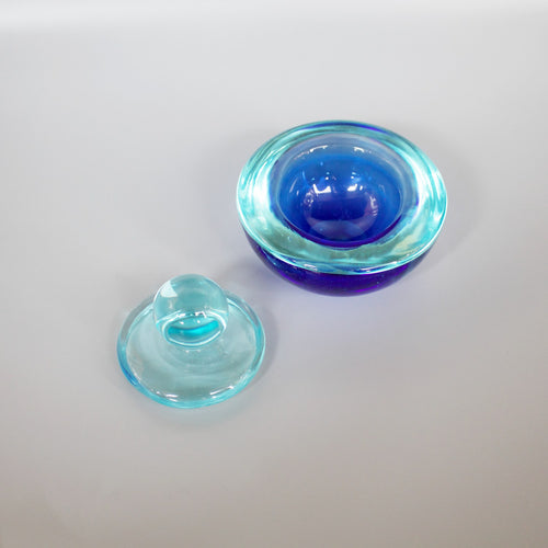 Blue Glass Dish & Cover