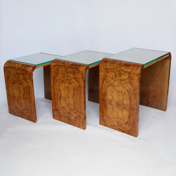 Art Deco Nest of Tables Birdseye Maple and Burr Walnut - Jeroen Markies Art Deco