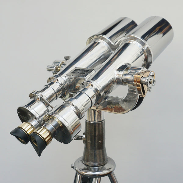 Vintage WW11 Naval/Marine Binoculars on chromed metal tripod - Jeroen Markies Art Deco