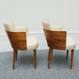 A Pair of Art Deco Side Chairs Walnut and Cream Leather Art Deco - Jeroen Markies Art Deco