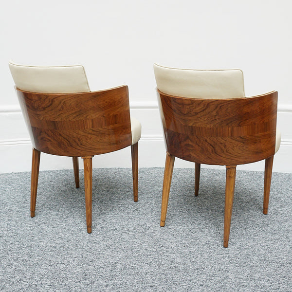 A Pair of Art Deco Side Chairs Walnut and Cream Leather Art Deco - Jeroen Markies Art Deco