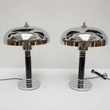Pair of Art Deco Style Dome Lamps Black Bakelite and Chromed Metal - Jeroen Markies Art Deco