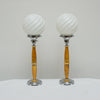Table Lamps - Marbled Amber Bakelite Stem - Bevelled White Glass Shade - Jeroen Markies Art Deco