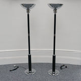 Pair of art Deco Style Black Bakelite and chromed metal uplighter floor lamps - Jeroen Markies Art Deco