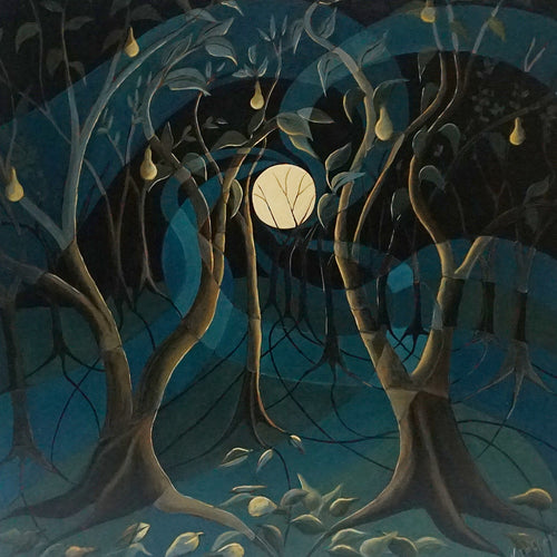 'Pear Orchard in the Moonlight' Contemporary Oil on Canvas Painting - Jeroen Markies Art Deco