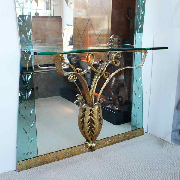 Pier Luigi Colli large hall mirror with integral console table at Jeroen Markies