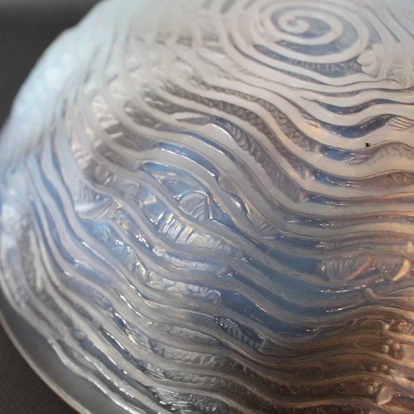 Art Deco Lalique frosted and clear glass Dauphins bowl at Jeroen Markies