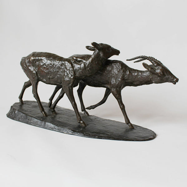 Rochard Art Deco bronze antelope