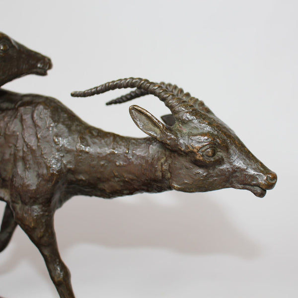 Rochard Art Deco bronze antelope
