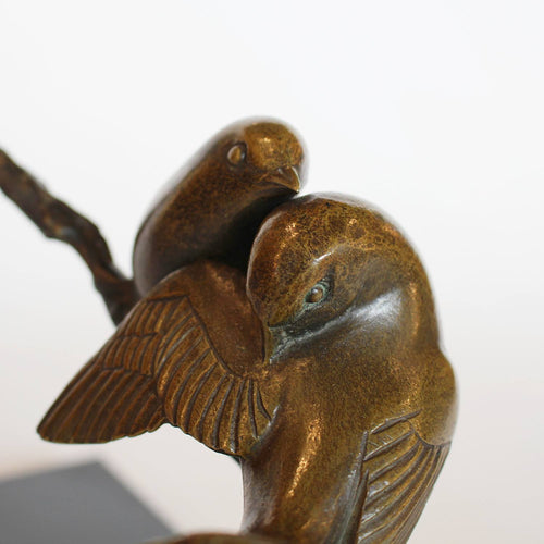 Art Deco bronze birds on a branch attributed to Irenee Rochard, circa 1930