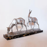 A pair of Art Deco silvered bronze deer by Irene Richard at Jeroen Markies