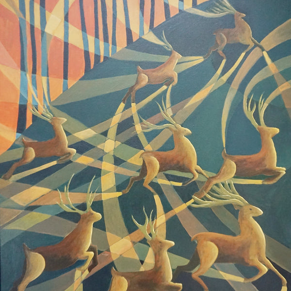 'Forest Deer' Contemporary Art Deco Style Art by Vera Jefferson - Jeroen Markies Art Deco