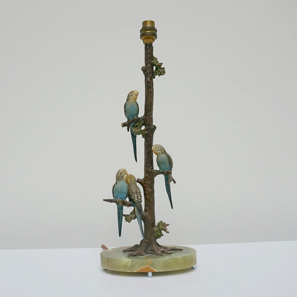 A cold painted bronze Budgerigar table lamp - Jeroen Markies Art Deco