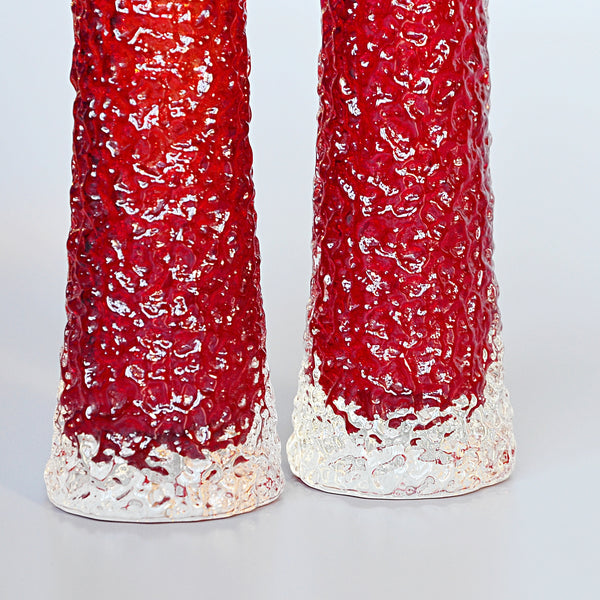 Collection of Twelve Textured 'Chimney' Bark Vases
