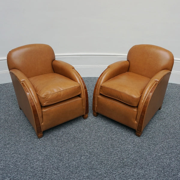 Vintage Art Deco Three Piece Lounge Suite Leather and Walnut Circa 1935 - Jeroen Markies Art Deco