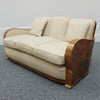 Art Deco Three Piece Lounge Suite Burr Walnut and Cream Leather - Jeroen Markies Art Deco 