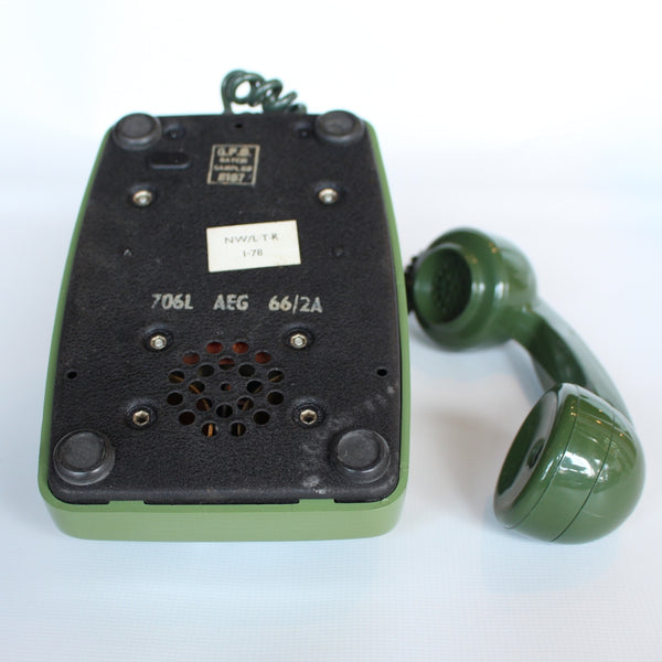 Two-tone green original GPO model 706 telephone at Jeroen Markies
