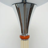 Art Deco Style Chromed Metal and Bakelite Uplighter Floor Lamp Yellow and Orange Light - Jeroen Markies Art Deco