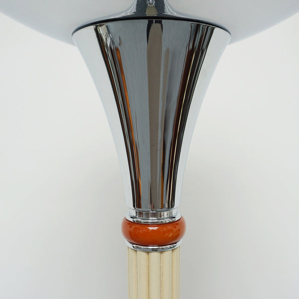 Art Deco Style Chromed Metal and Bakelite Uplighter Floor Lamp Yellow and Orange Light - Jeroen Markies Art Deco