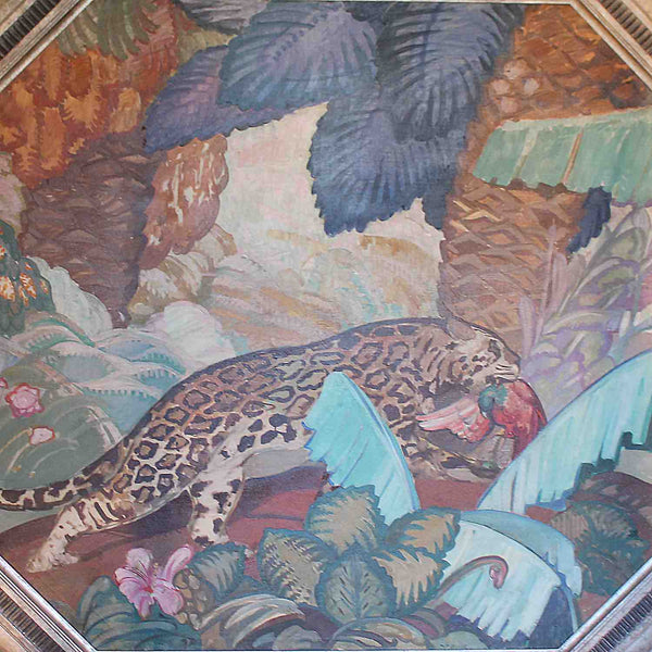 Vicente Puig Argentinian Art Deco painting of a jaguar circa 1930