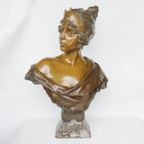 'Lucréce' by Emmanuel Villanis - Bronze Bust - Art deco bronze sculpture - Jeroen Markies Art Deco