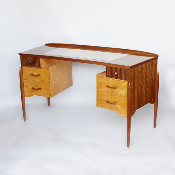 Waring & Gillow 1950s glass topped curve desk at Jeroen Markies