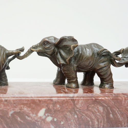 Contemporary Bronze Sculpture of a Herd of Elephants - Jeroen Markies Art Deco