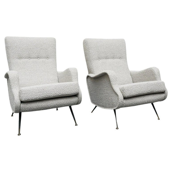 Pair of Mid-CEntury Modern Grey Boucle Lounge Chairs - Jeroen Markies Art Deco