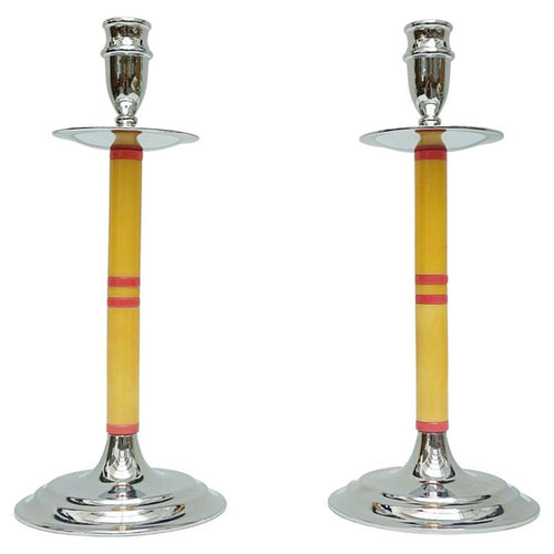 Art Deco Bakelite and Chromed Metal Candlesticks - Jeroen Markies Art Deco